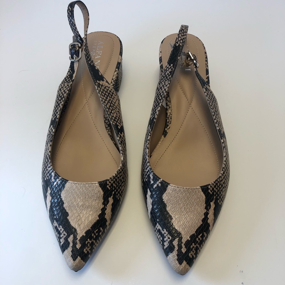 Alfani Step N Flex Back Strap Snake Skin Print 2" Block Heels Women's Size 8.5